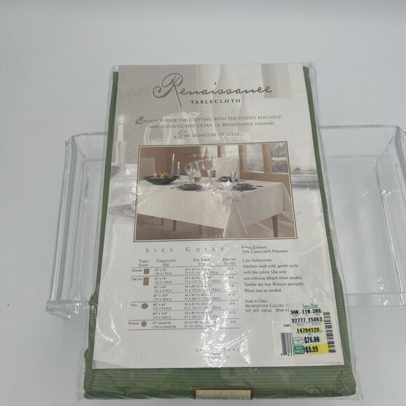 ELRENE HOME FASHIONS 100% POLYESTER Olive Green 70" ROUND TABLECLOTH - NOS - Picture 8 of 10